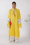 Buy_Nikasha_Yellow Cotton Round Neck Chilly Print Kaftan _Online_at_Aza_Fashions