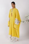 Shop_Nikasha_Yellow Cotton Round Neck Chilly Print Kaftan _Online_at_Aza_Fashions