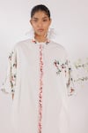 Nikasha_Cream Cotton Embroidery Collared Chilly Print Popline Shirt Dress _Online_at_Aza_Fashions