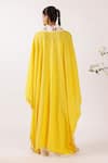Shop_Nikasha_Yellow Cotton Shawl Neck Chilly Print Shrug _at_Aza_Fashions