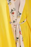 Nikasha_Yellow Cotton Shawl Neck Chilly Print Shrug _at_Aza_Fashions