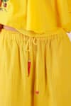 Shop_Nikasha_Yellow Cotton Embroidery V-neck Ruffle Top _Online_at_Aza_Fashions