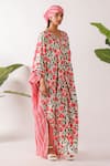 Nikasha_Multi Color Cotton V-neck Pomegranate Print Kaftan _Online_at_Aza_Fashions
