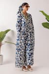 Nikasha_Blue Cotton Open Neck Pomegranate Print Maxi Dress _at_Aza_Fashions