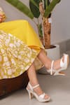 Nikasha_Yellow Cotton, Poplin V-neck Pomegranate Print Midi Dress _Online_at_Aza_Fashions