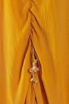 Buy_Nikasha_Yellow Cotton Embroidery V-neck Pomegranate Print Ruched Kaftan 