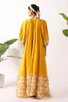 Shop_Nikasha_Yellow Cotton Embroidery Round Neck Pomegranate Print Maxi Dress _at_Aza_Fashions