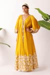Shop_Nikasha_Yellow Cotton Embroidery Round Neck Pomegranate Print Maxi Dress _Online_at_Aza_Fashions