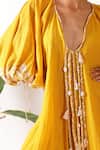Shop_Nikasha_Yellow Cotton Embroidery Round Neck Pomegranate Print Maxi Dress 