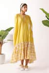 Nikasha_Olive Green Cotton Round Neck Pomegranate Print Midi Dress _Online_at_Aza_Fashions