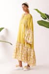 Shop_Nikasha_Olive Green Cotton Round Neck Pomegranate Print Midi Dress _Online_at_Aza_Fashions