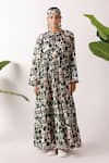 Buy_Nikasha_Multi Color Cotton Tassels Round Neck Pomegranate Tiered Maxi Dress _at_Aza_Fashions