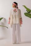 Shop_Nikasha_Ivory Cotton Round Neck Pomegranate Print Mulmul Top _at_Aza_Fashions