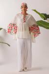 Buy_Nikasha_Ivory Cotton Round Neck Pomegranate Print Mulmul Top _at_Aza_Fashions