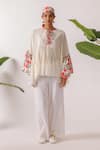Nikasha_Ivory Cotton Round Neck Pomegranate Print Mulmul Top _Online_at_Aza_Fashions