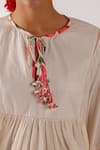 Nikasha_Ivory Cotton Round Neck Pomegranate Print Mulmul Top _at_Aza_Fashions
