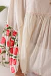Buy_Nikasha_Ivory Cotton Round Neck Pomegranate Print Mulmul Top 