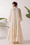 Shop_Nikasha_Ivory Cotton Embroidery Round Neck Ribbon Jacket _at_Aza_Fashions