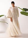 Nikasha_Cream Cotton Round Neck Seersucker Tiered Jacket _Online_at_Aza_Fashions