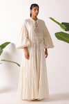 Shop_Nikasha_Cream Cotton Round Neck Seersucker Tiered Jacket _Online_at_Aza_Fashions