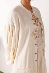 Buy_Nikasha_Cream Cotton Round Neck Seersucker Tiered Jacket 