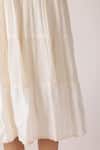 Shop_Nikasha_Cream Cotton Fabric Flowers Round Neck Jamdani Embroidered Yoke Tier Dress 