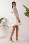Nikasha_Cream Chanderi Embroidery Collared Jamdani Dress _at_Aza_Fashions