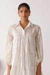 Shop_Nikasha_Cream Chanderi Embroidery Collared Jamdani Dress 