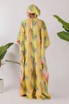 Shop_Nikasha_Yellow Cotton V-neck Leopard Print Kaftan _at_Aza_Fashions