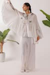 Nikasha_Ivory Cotton Embroidery Round Neck Hand Leopard Print Top _Online_at_Aza_Fashions