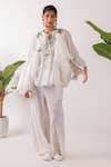 Shop_Nikasha_Ivory Cotton Embroidery Round Neck Hand Leopard Print Top _Online_at_Aza_Fashions