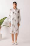 Shop_Nikasha_Ivory Cotton Collared Leopard Print Shirt Midi Dress _Online_at_Aza_Fashions