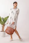 Nikasha_Ivory Cotton Collared Leopard Print Shirt Midi Dress _at_Aza_Fashions