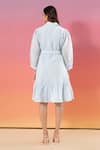Shop_Savaaya_Blue Linen Collared Light Blend Dress _at_Aza_Fashions