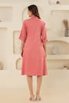 Shop_Savaaya_Pink Cotton, Denim Collared Midi Dress _at_Aza_Fashions