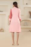 Shop_Savaaya_Pink Cotton, Denim Collared Light And Dark Dress _at_Aza_Fashions