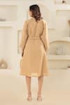 Shop_Savaaya_Beige Linen Collared Blend Midi Dress With Belt _at_Aza_Fashions