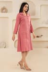 Savaaya_Pink Cotton, Denim Collared Midi Dress _Online_at_Aza_Fashions