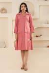 Buy_Savaaya_Pink Cotton, Denim Collared Midi Dress _at_Aza_Fashions