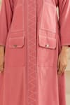 Shop_Savaaya_Pink Cotton, Denim Collared Midi Dress _Online_at_Aza_Fashions