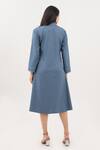 Shop_Savaaya_Blue Cotton, Denim Buckles Collared Midi Dress _at_Aza_Fashions