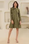 Buy_Savaaya_Green Cotton, Denim Collared Designer Dress _at_Aza_Fashions