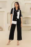 Buy_Savaaya_Black Linen Collared And White Blend Pant Set _at_Aza_Fashions