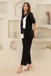 Savaaya_Black Linen Collared And White Blend Pant Set _Online_at_Aza_Fashions