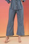 Savaaya_Blue Cotton, Denim Metallic Thread Collared Pant Set _Online_at_Aza_Fashions
