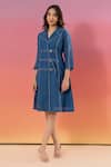 Savaaya_Blue Linen Open Neck Blend Designer Dress _Online_at_Aza_Fashions