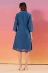 Shop_Savaaya_Blue Linen Open Neck Blend Designer Dress _at_Aza_Fashions