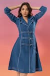 Shop_Savaaya_Blue Linen Open Neck Blend Designer Dress _Online_at_Aza_Fashions