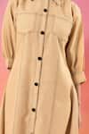 Shop_Savaaya_Beige Linen Collared Blend Short Dress _Online_at_Aza_Fashions