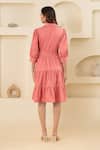 Shop_Savaaya_Pink Cotton, Denim Collared Dress With Belt _at_Aza_Fashions